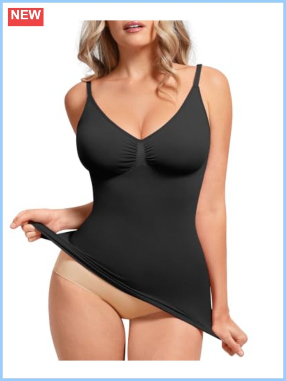 V Neck Compression Tank Top Shapewear Tummy Control Adjustable Straps